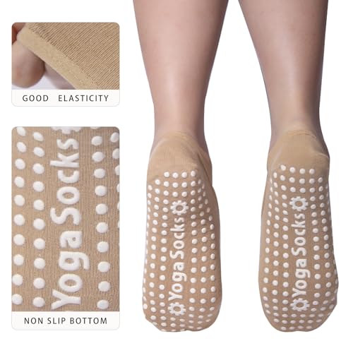 Tergy 6 Pairs Yoga Socks with Grip for Women Anti Skid Gripper No Slip Socks for Pilates, Barre, Dance,Yoga (US, Alpha (Alpha), One Size, Regular, 6 Pairs Mixed) - Image 3