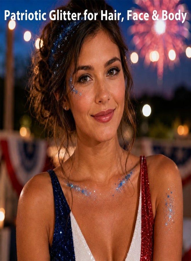 Mysense Blue Body Glitter Stick, 4th of July Face Hair Glitter, Fourth of July Accessories and Outfits for Women, USA Flag Makeup for Independence Day Memorial Day Veterans Day, 0.56oz - Image 2