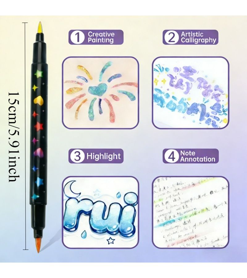 48 Colors Dual Tip Glitter Pens Set Fine Quick Dry Ink for Scrapbooking Card Making Journaling - Image 4