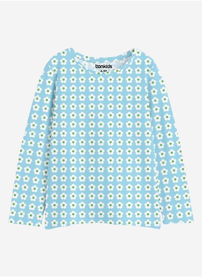 Regular Fit Printed Blue Cotton T-Shirt For Girls Round Neck Flat Collar Pull On 100 % Cotton - pzsku/Z94D8F1E83B0B4DAFD39EZ/45/_/1740301235/59276662-434e-4bba-bde3-653f1aa937bc