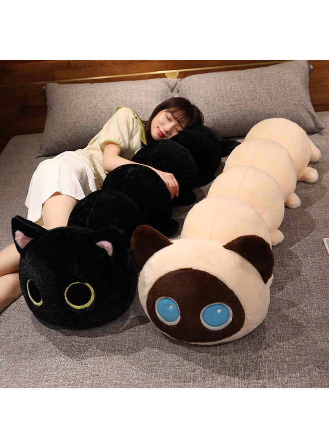 Cartoon Cat Caterpillar Pillow Doll Super Soft Long Large Bed Doll With Legs Sleeping Pillow-Color:white Cat-Height:50cm【0.21kg】 - Image 2