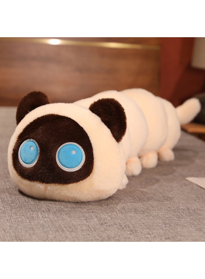 Cartoon Cat Caterpillar Pillow Doll Super Soft Long Large Bed Doll With Legs Sleeping Pillow-Color:white Cat-Height:50cm【0.21kg】 - Image 1