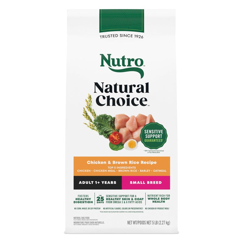 Nutro Natural Choice Small Breed Dog Food Dry, Chicken & Brown Rice Recipe, 5 lb. Bag - Image 1