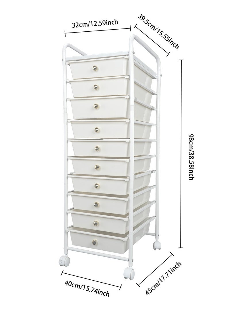 Generic 10 Plastic Drawers Mobile Storage Trolley,Multipurpose Storage Cart,Rolling Drawer Cart For Living Room,School,Salon,Easy Movement,Office Craft Organization And Storage  - Image 5