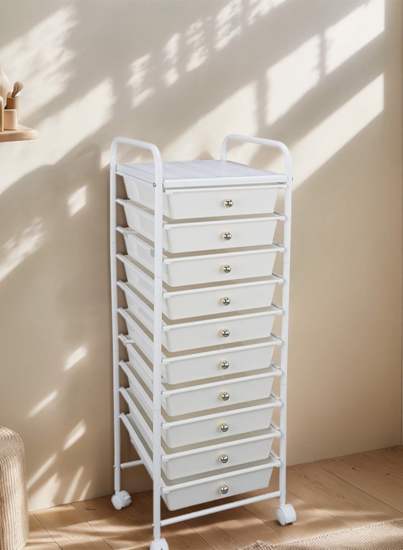 Generic 10 Plastic Drawers Mobile Storage Trolley,Multipurpose Storage Cart,Rolling Drawer Cart For Living Room,School,Salon,Easy Movement,Office Craft Organization And Storage  - Image 4