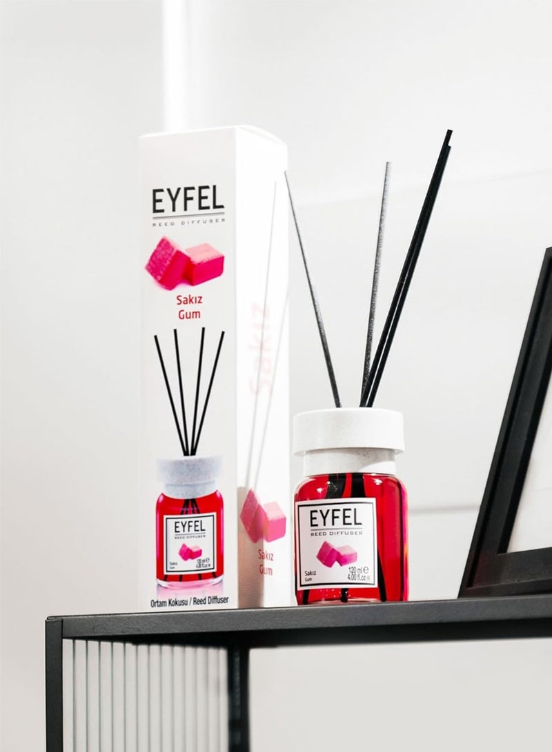 EYFEL Elegant Reed Diffuser (Sakız) Gum 120ml | Sweet Refreshing Home Fragrance | Elegant Eyfel Diffuser with 4 Reeds for Home & Office - Image 2