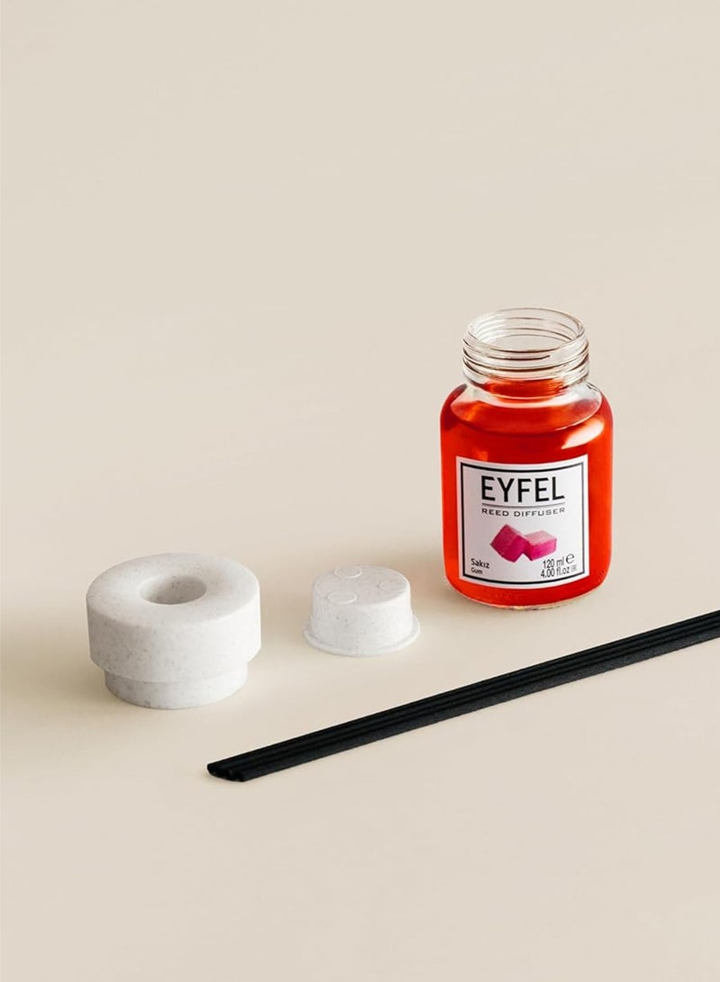 EYFEL Elegant Reed Diffuser (Sakız) Gum 120ml | Sweet Refreshing Home Fragrance | Elegant Eyfel Diffuser with 4 Reeds for Home & Office - Image 4