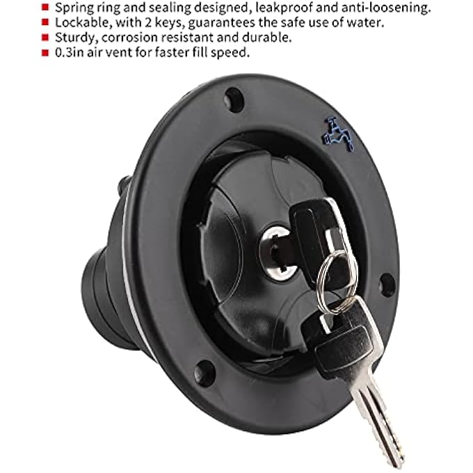 rayihni RV Water Locking Cap Lockable Leakproof Water Inlet with 2 Keys Universal Freshwater Inlet Sturdy Water Filler Cap for RV Caravan Motorhome - Image 4