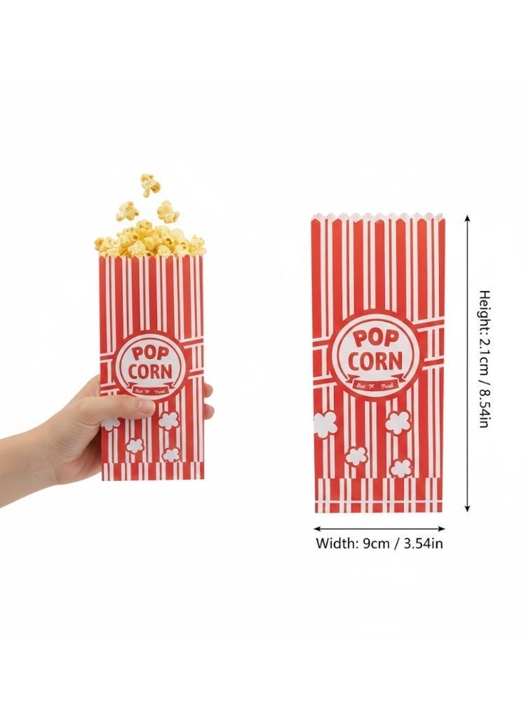 100 قطعة من أكياس الفشار الورقية، أكياس فشار صغيرة سعة 1 أونصة ملائمة للوجبات الفردية، أكياس فشار ورقية بالجملة لآلة الفشار، الحفلات المنزلية، المناسبات المدرسية، ليالي الأفلام، حفلات الكرنفال (أحمر/أبيض) - Image 2