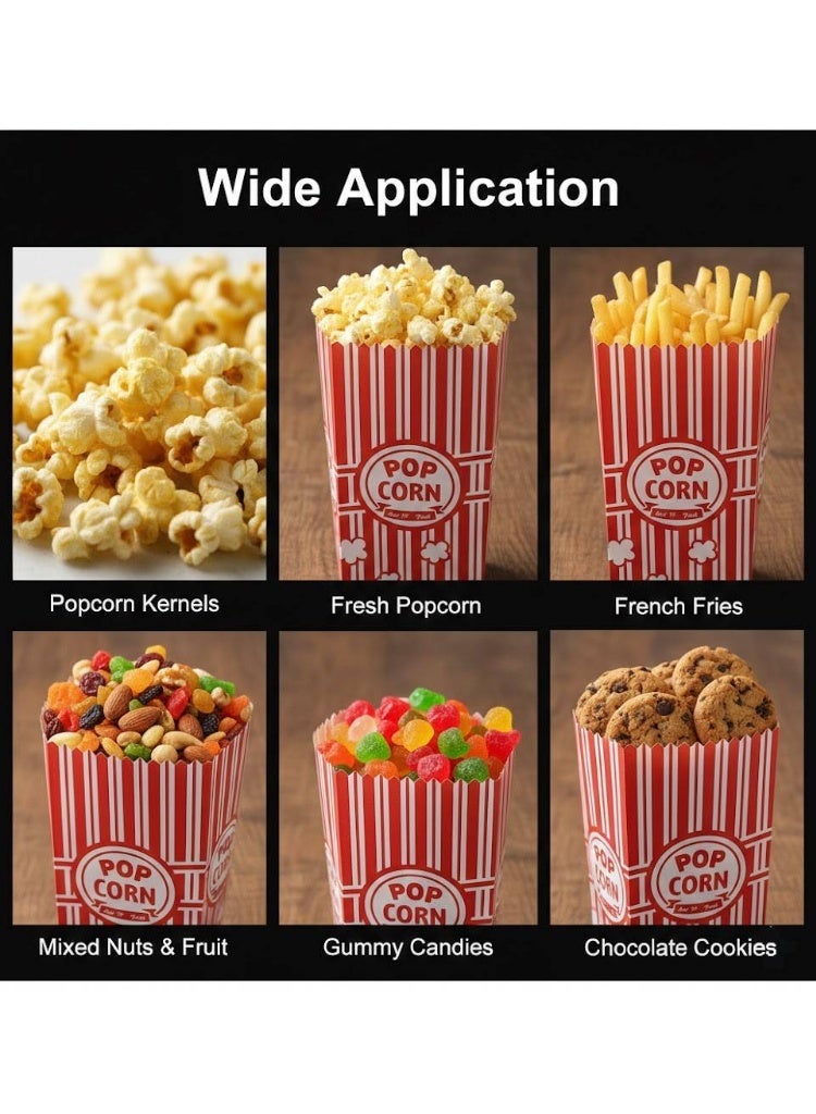 100 قطعة من أكياس الفشار الورقية، أكياس فشار صغيرة سعة 1 أونصة ملائمة للوجبات الفردية، أكياس فشار ورقية بالجملة لآلة الفشار، الحفلات المنزلية، المناسبات المدرسية، ليالي الأفلام، حفلات الكرنفال (أحمر/أبيض) - Image 3