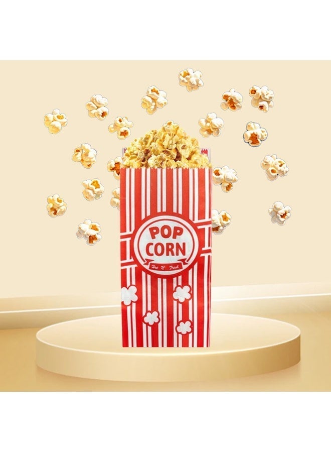 100 قطعة من أكياس الفشار الورقية، أكياس فشار صغيرة سعة 1 أونصة ملائمة للوجبات الفردية، أكياس فشار ورقية بالجملة لآلة الفشار، الحفلات المنزلية، المناسبات المدرسية، ليالي الأفلام، حفلات الكرنفال (أحمر/أبيض) - Image 1