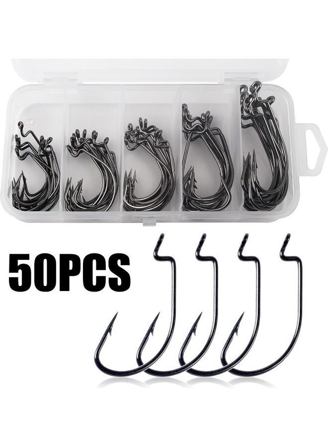 NIBEMINENT 50-Piece Sharpen Fishing Hooks With Box - Image 1