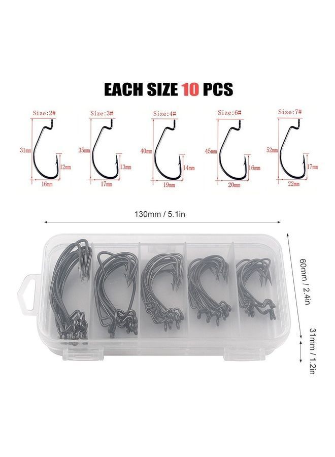 NIBEMINENT 50-Piece Sharpen Fishing Hooks With Box - Image 3