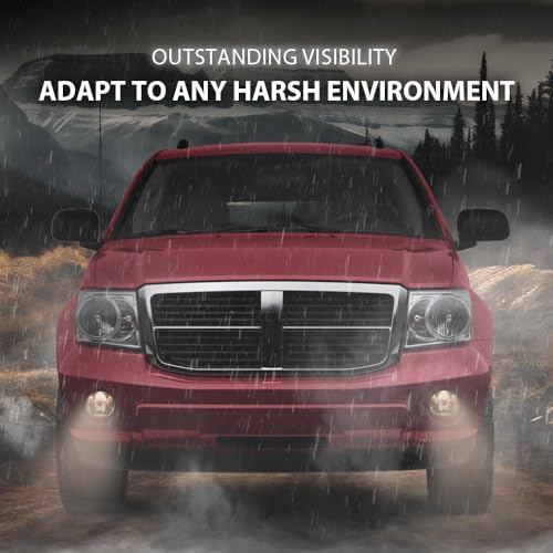 GPLUS G-PLUS Front Bumper Fog Lights Compatible with Dodge Ram 1500 2002-2008/2003-2009 Ram 2500 3500/2004-2006 Durango Pair+Bulb Driver and Passenger Side Driving Lamps Clear Lens - Image 4