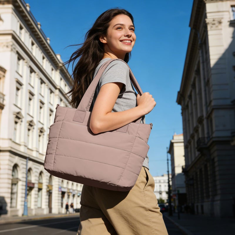 GASSDA Tote Bag for Women Lightweight Puffer Tote Bag Large Nurse Bags Handbag with Pockets Zipper Closure for Work Travel - Image 2