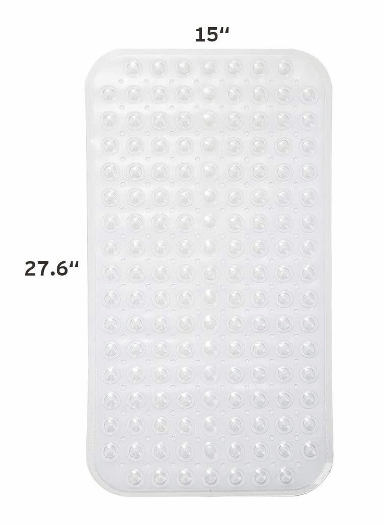 KASTWAVE Bath Tub Mat, Inches Non-Slip Shower Mats with Suction Cups and Drain Holes, Bathtub Mats Bathroom Mats Machine Washable, Medium Size 27.6 x 15 (Clear) - Image 1