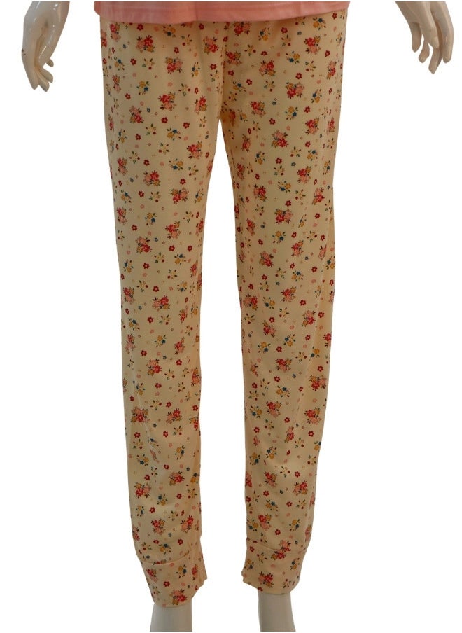 JOANNA - JOANNA Women's Houseplant Print Short Sleeve Shirt & Long Pants Pajama Set, Baby Pink - Image 1