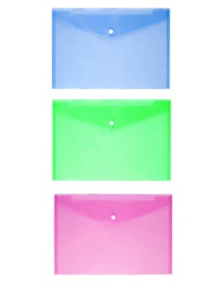 A3 Clear Button File Assorted Color Pack of 3