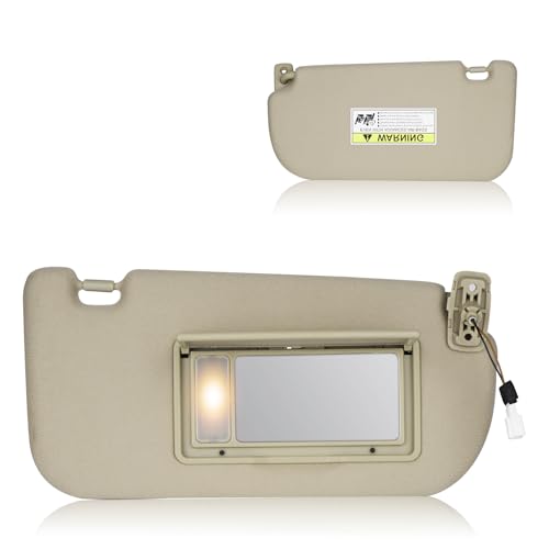 AEagle Sun Visor for KIA Sportage 2005-2010 with Light, Right Passenger Side Beige SunVisor Replacement 85201-1F690LX - Image 1
