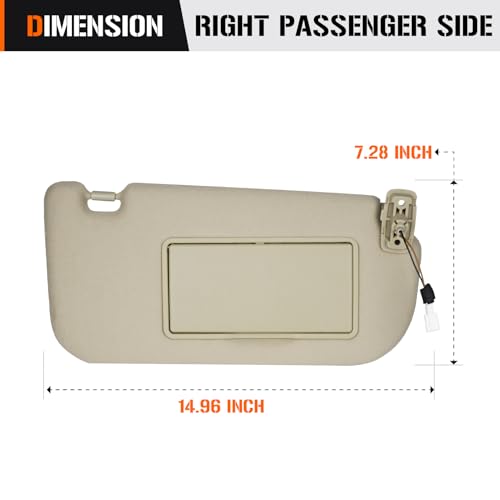 AEagle Sun Visor for KIA Sportage 2005-2010 with Light, Right Passenger Side Beige SunVisor Replacement 85201-1F690LX - Image 5