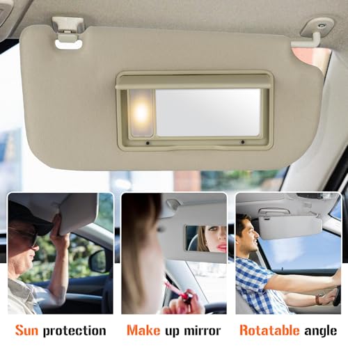 AEagle Sun Visor for KIA Sportage 2005-2010 with Light, Right Passenger Side Beige SunVisor Replacement 85201-1F690LX - Image 4