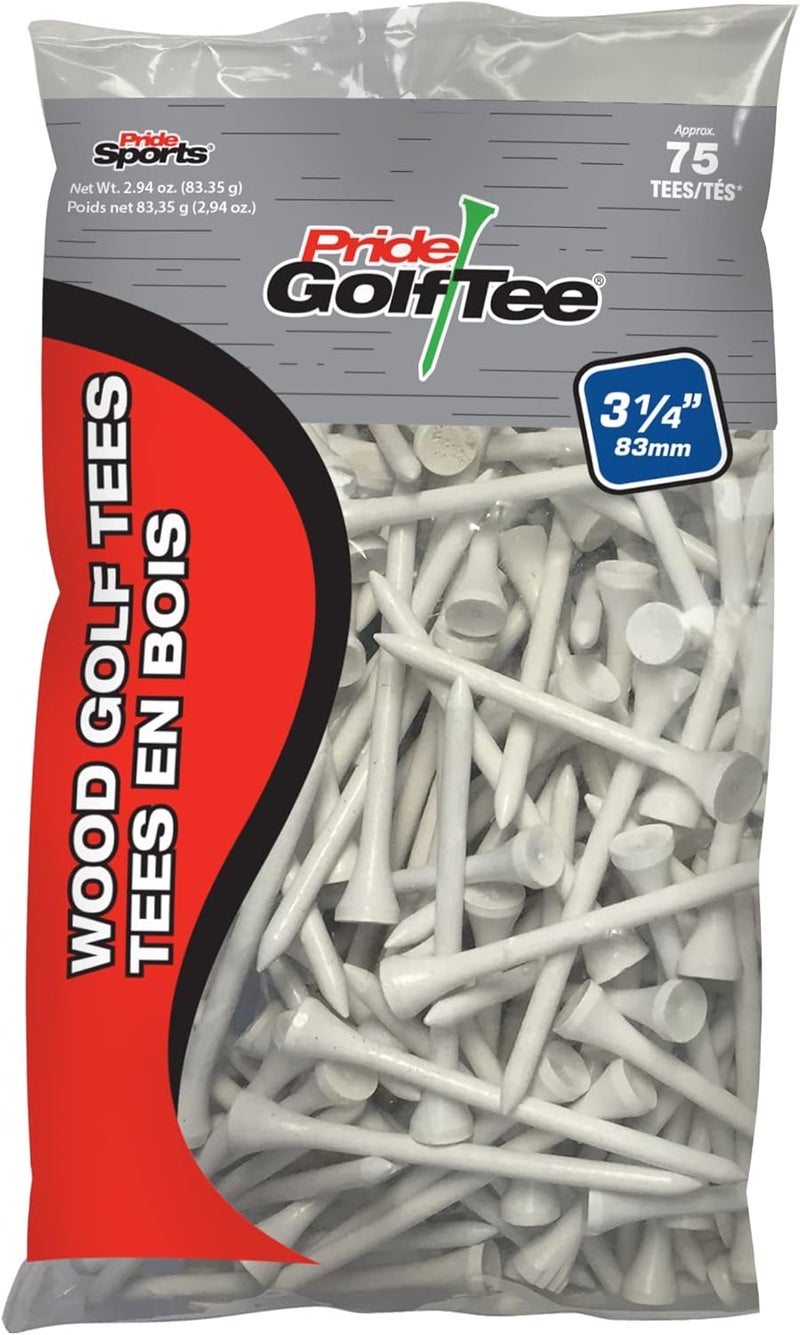 Pride Golf Tee - 3-1/4 Inch Deluxe Wood Golf Tees - 75 Count - Image 1