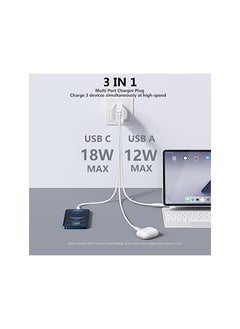 Aioneus C Charger Plug, 3 Ports 30W Multi USB Fast Charger, 18W Power Delivery Adapter Intelligent QC Dual USB Wall Charging Plug for iPhone 14 13 12 11 Pro Max X 8 7 6,Samsung S23 S22 S21 S20 A53 A52  - Image 4
