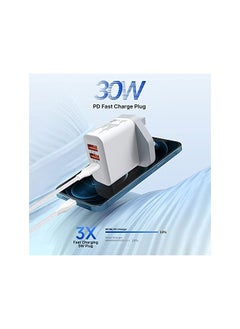 Aioneus C Charger Plug, 3 Ports 30W Multi USB Fast Charger, 18W Power Delivery Adapter Intelligent QC Dual USB Wall Charging Plug for iPhone 14 13 12 11 Pro Max X 8 7 6,Samsung S23 S22 S21 S20 A53 A52  - Image 3