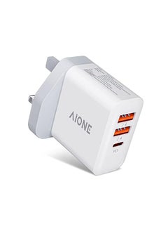 Aioneus C Charger Plug, 3 Ports 30W Multi USB Fast Charger, 18W Power Delivery Adapter Intelligent QC Dual USB Wall Charging Plug for iPhone 14 13 12 11 Pro Max X 8 7 6,Samsung S23 S22 S21 S20 A53 A52  - Image 2