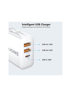 Aioneus C Charger Plug, 3 Ports 30W Multi USB Fast Charger, 18W Power Delivery Adapter Intelligent QC Dual USB Wall Charging Plug for iPhone 14 13 12 11 Pro Max X 8 7 6,Samsung S23 S22 S21 S20 A53 A52  - Image 5