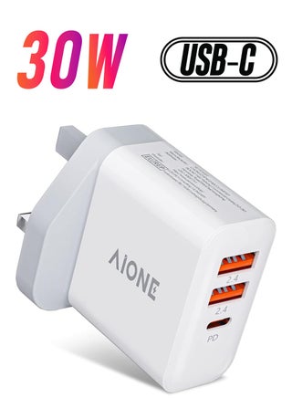C Charger Plug, 3 Ports 30W Multi USB Fast Charger, 18W Power Delivery Adapter Intelligent QC Dual USB Wall Charging Plug for iPhone 14 13 12 11 Pro Max X 8 7 6,Samsung S23 S22 S21 S20 A53 A52 - pzsku/Z94D9712BF21CFFA147DDZ/45/_/1738266636/a317b1f8-209a-46a1-aed2-dba72d967e9e