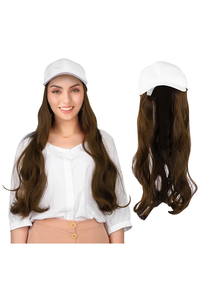 Fashionable White Baseball Cap Hat Wig Long Curly Hairpiece Outdoor Hair Extension Light Brown  - Image 5