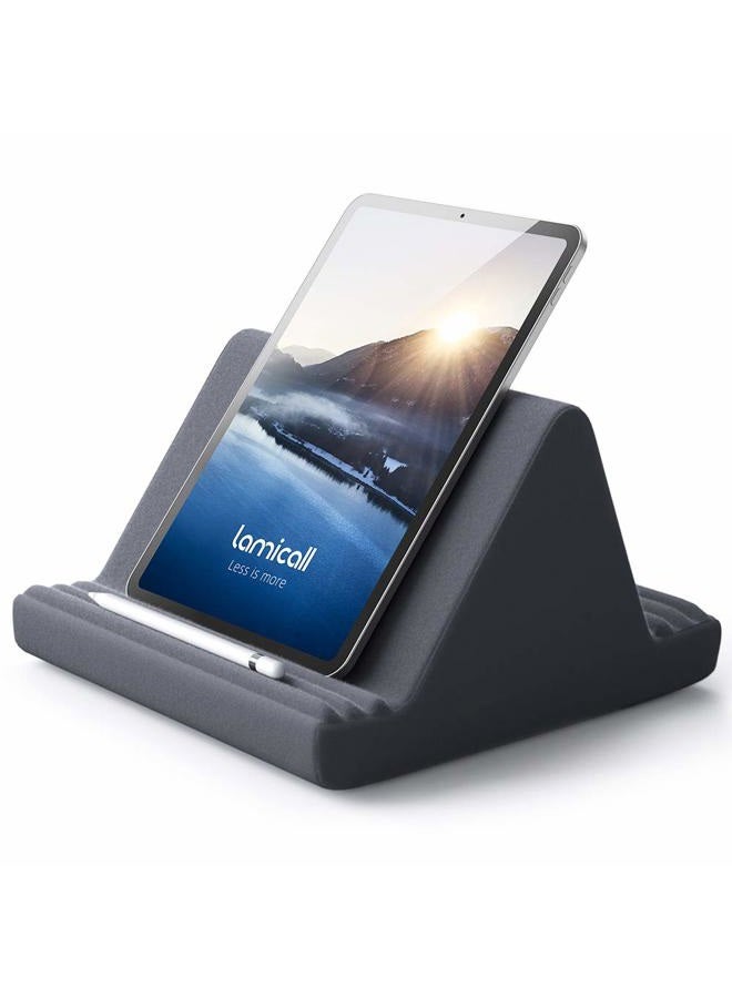 Lamicall Tablet Pillow Stand, Soft Pad for Lap - Tablet Phone Holder Dock for Bed with 6 Viewing Angles, Compatible with iPad Pro 9.7, 10.5, 11, 12.9 Air Mini, Kindle, Galaxy Tab, E-Reader, Dark Gray - Image 1