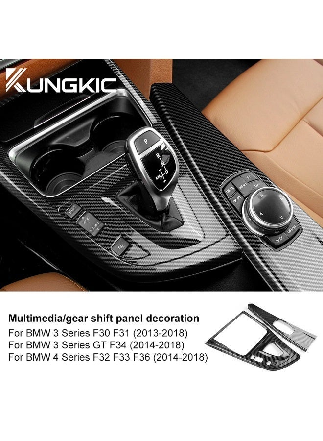 KUNGKIC Multimedia Panel Center Gear Shift ABS Carbon Fiber Texture Sticker for BMW 3 4 Series 3GT F34 F30 F31 F32 F36 320i LHD - Image 2