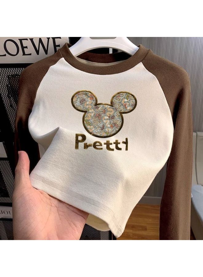 Maillard Style Double-sided German Fleece Kids Round Neck Base Layer Shirt Boys And Girls New Autumn Winter Color-block Long Sleeve Warm Top - Image 1