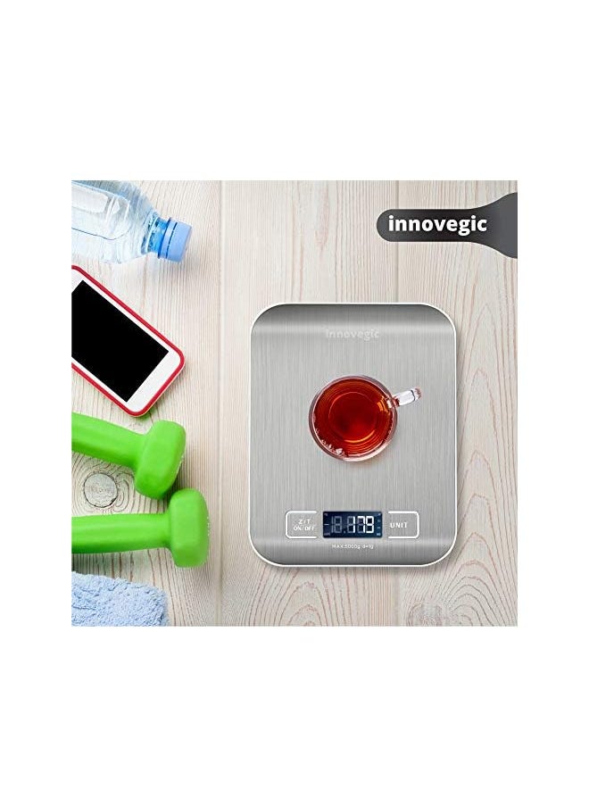 PROMASS - Kitchen Scale – Food Scale for Baking, Cooking and Dieting – 5 kg Capacity Scale for Food – Premium Stainless-Steel Digital Scale – Tare Function – High-Precision Sensor – Backlit LCD Screen - Image 1
