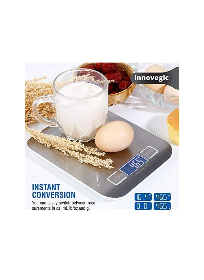PROMASS - Kitchen Scale – Food Scale for Baking, Cooking and Dieting – 5 kg Capacity Scale for Food – Premium Stainless-Steel Digital Scale – Tare Function – High-Precision Sensor – Backlit LCD Screen - Image 1