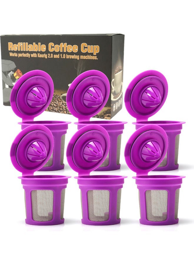 NIBEMINENT 8-Pack Of Coffee Capsules For K Cup Refillable Reusable Filters Enlarge Mesh Strainer Large Inlet With Brush And Spoon Keurig 2.0 1.0 Purple 15.5*5.7*10cm - Image 1