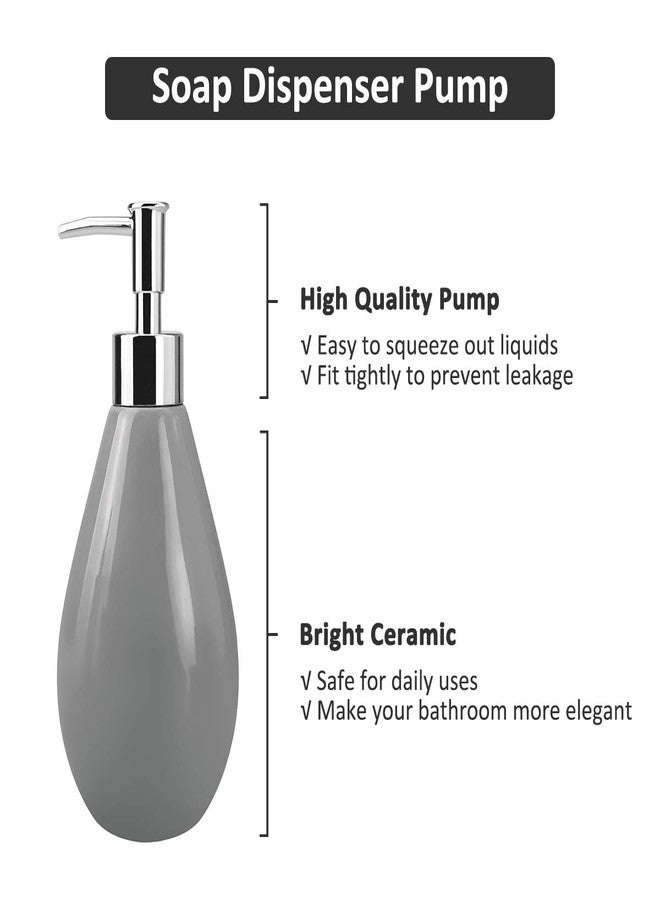 Rich Life 4-Piece Ceramic Bathroom Accessory Set, Bathroom Accessories Set Includes Soap Dispenser, Toothbrush Holder, Tumbler, Soap Dish, Complete Bathroom Ensemble Sets for Bath Decor, Ideas Home Gift (Gray) - Image 2