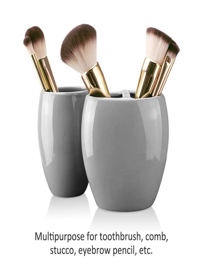 Rich Life 4-Piece Ceramic Bathroom Accessory Set, Bathroom Accessories Set Includes Soap Dispenser, Toothbrush Holder, Tumbler, Soap Dish, Complete Bathroom Ensemble Sets for Bath Decor, Ideas Home Gift (Gray) - Image 4