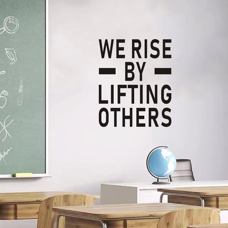 AnFigure Inspirational Wall Stickers Teamwork Wall Decal Easy to Apply Wall Decor Vinyl Art Motivational Quotes Office Gym Bedroom Positive Poster Family Words Sayings We Rise by Lifting Others 14X17 - Image 1
