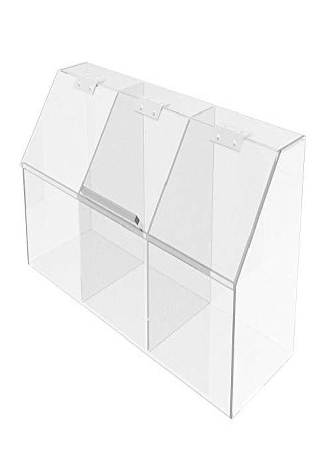 FixtureDisplays® Plaxiglass Clear Acrylic 3 Compartment Toppings Bin 15.5 X 7 X 5 Candy Bin Condiment Organizer Tabletop Bar Restuarnt Kitchen Transparent Box 100904-NPF - Image 1