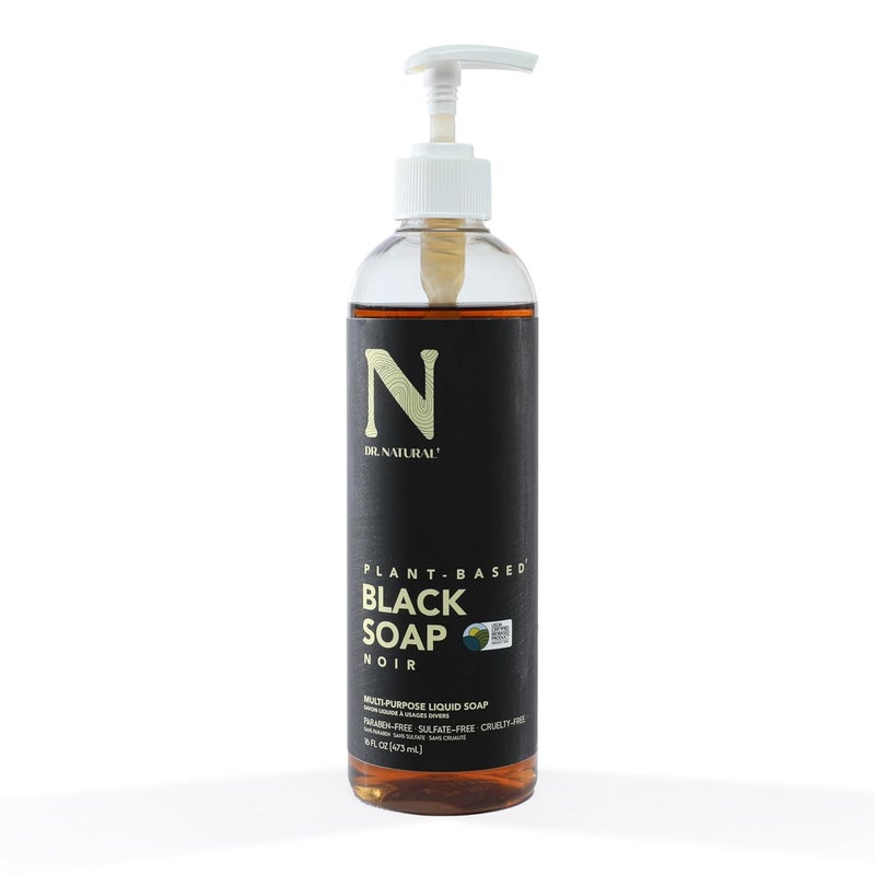 Dr Natural MultiPurpose Black Liquid Soap  Natural West African Body Wash  Gentle Hand Soap and Body Soap  Deep Moisturizer Fights Acne  16 0z