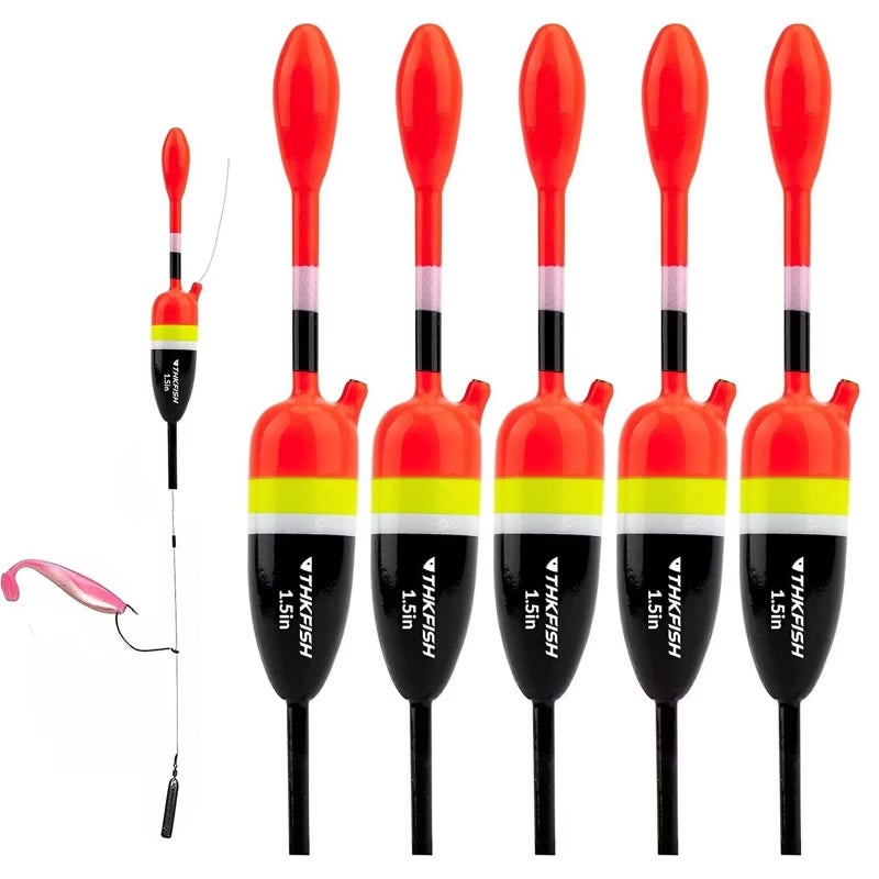 THKFISH Fishing Floats and Slip Bobbers for Fishing Balsa Floats Crappie Fishing Floatage 1/7oz(1.5"X0.6"X4.58")-5pcs - Image 1