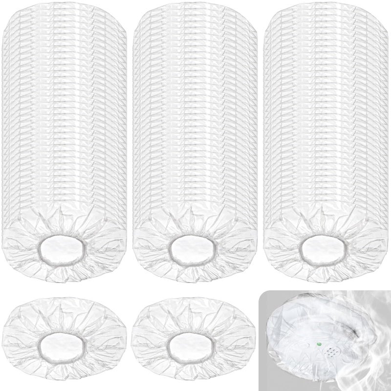 Cididu 100 Pack Smoke Detector Cover Plastic Fire Alarm Cover for Cooking Elastic Smoke Alarm Dust Cover Reusable Alarm Paint Cover Universal Bulk Smoke Detectors Guard for Home Kitchen Baking