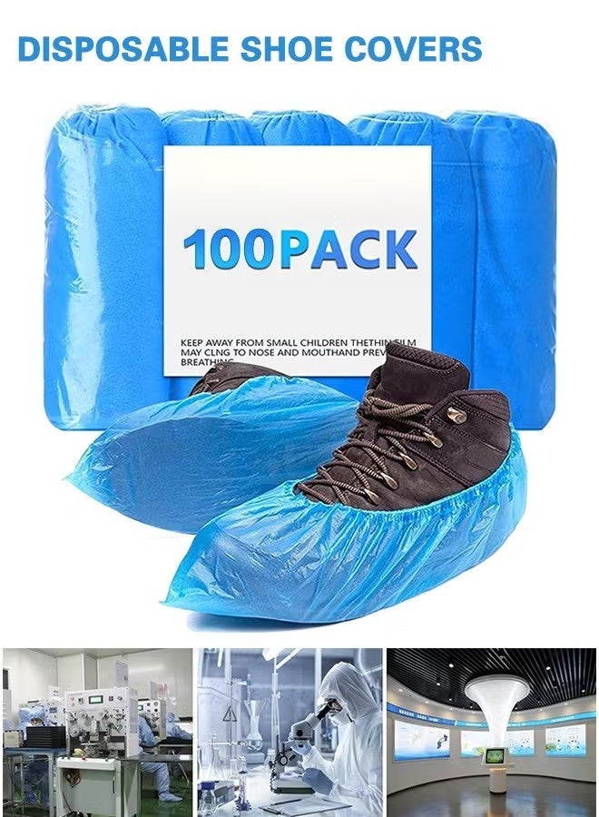 Shoe Covers Disposable Non Slip -100 Pack(50 pairs) 15.7'' Hygienic Waterproof Foot Booties Covers Recyclable Shoe Booties Covers for Indoors, Fits Up to US Men's 11 & US Women's 13 - Image 1