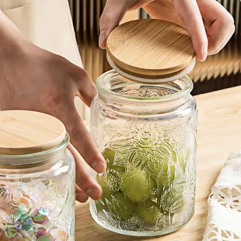 ANSQU Vintage Glass Jar with Lid, 23.7oz Airtight Glass Storage Canister Glass Food Storage Containers for Kitchen Counter, Pantry, Decorative Jar for Coffee, Tea, Sugar, Easter. Candy Cute Jar - Image 2