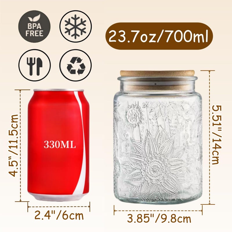 ANSQU Vintage Glass Jar with Lid, 23.7oz Airtight Glass Storage Canister Glass Food Storage Containers for Kitchen Counter, Pantry, Decorative Jar for Coffee, Tea, Sugar, Easter. Candy Cute Jar - Image 3