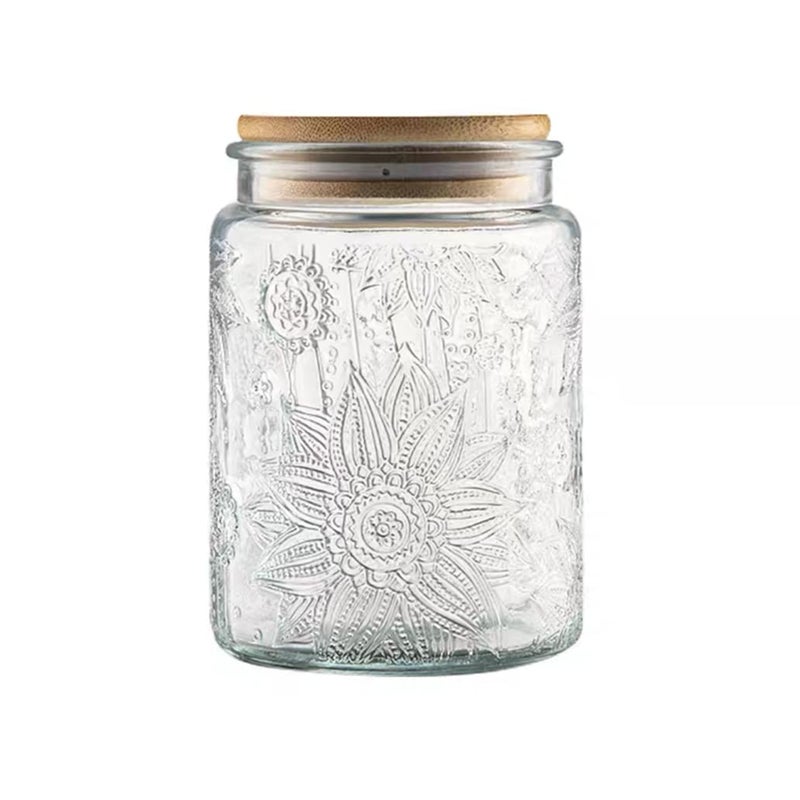 ANSQU Vintage Glass Jar with Lid, 23.7oz Airtight Glass Storage Canister Glass Food Storage Containers for Kitchen Counter, Pantry, Decorative Jar for Coffee, Tea, Sugar, Easter. Candy Cute Jar - Image 1