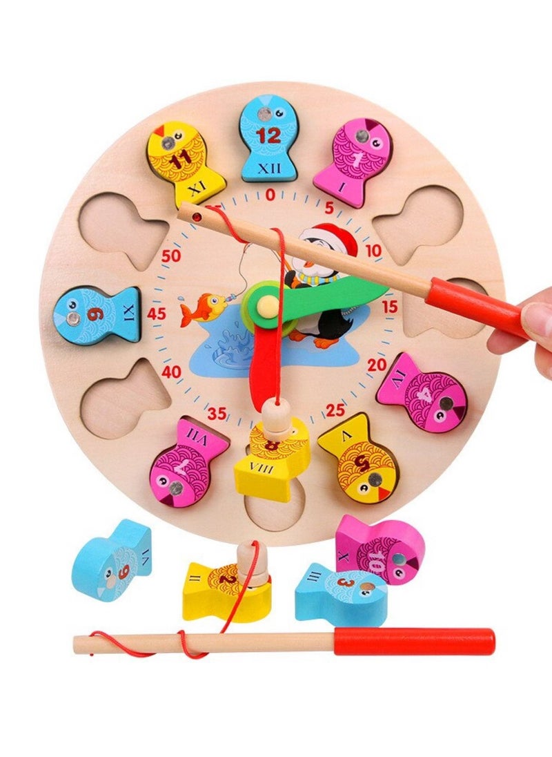 Highland - 2-in-1 Penguin Time Teaching Clock and Fishing Game Toy for Kids - Image 1